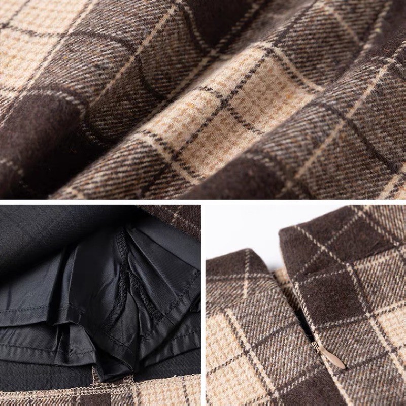 (CÓ SẴN-CÓ CLIP/ẢNH THẬT-NHẬN MAY ĐO) CHÂN VÁY CARO MÀU NÂU CHOCO HÀN QUỐC CÓ LÓT | BigBuy360 - bigbuy360.vn