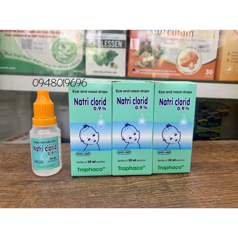 Nước nhỏ mắt mũi Natri clorid 0,9% TRAPHACO (lọ 10ml)