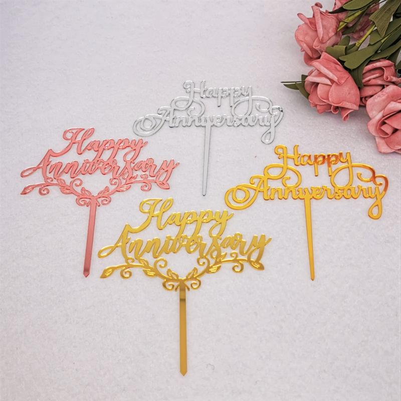 Topper Trang Trí Bánh Kem Chữ Happy Anniversary