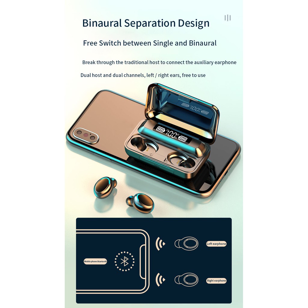 F9 Wireless Headphones TWS Bluetooth 5.0 Headsets Noise Canceling Earphone With Microphone Sports Handsfree Earbuds For Phone