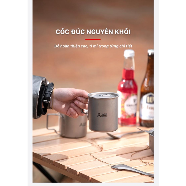 Cốc, Ly Titanium siêu nhẹ BSWOLF SK049. Công dụng đa năng du lịch, dã ngoại, văn phòng.