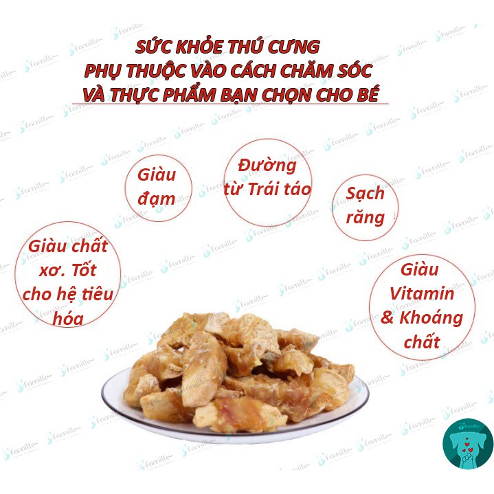 [BỔ SUNG CHẤT XƠ]Treat Thưởng JFamille - Gà Cuộn Táo Đỏ FUJI Cho Cún, Tăng Đề Kháng. Gói 100gr - JF65