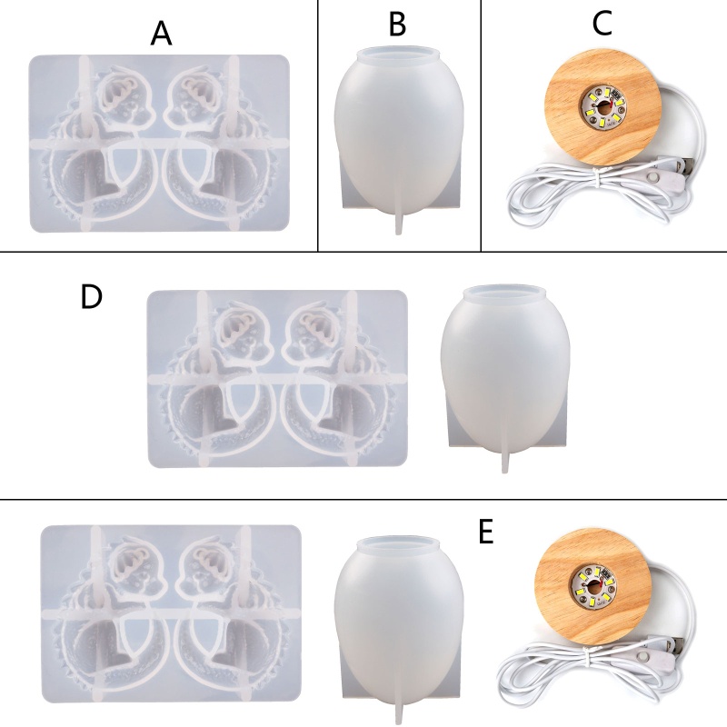 Khuôn silicone tạo hình quả trứng có đèn LED và đế trưng bày đồ thủ công DIY