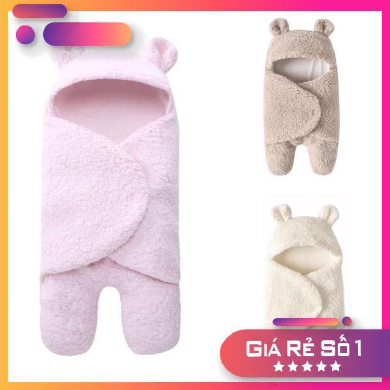 Chăn ủ gấu lông cừu có chân cho bé