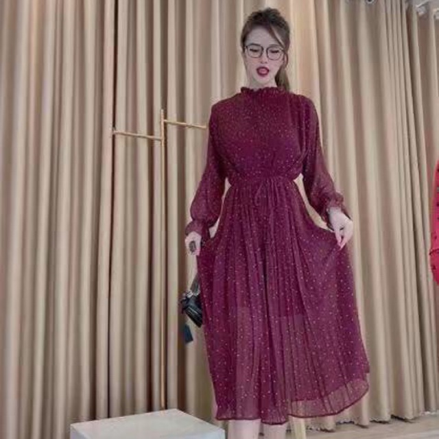 Váy chấm bi maxi - dành cho cô nàng mùa thu