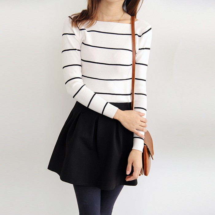 Áo len nữ xinh xắn họa tiết kẻ sọc