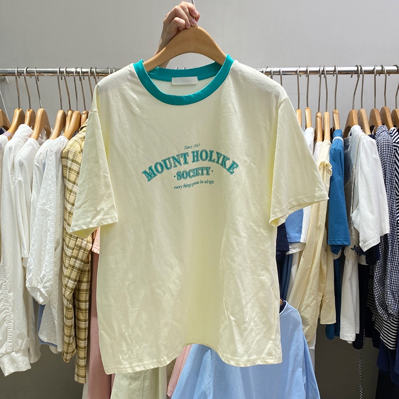 SUXI Áo Thun Tay Ngắn In Chữ Thiết Kế Mới Thời Trang Mùa Hè Theo Phong Cách Hàn Quốc Cho Nữ