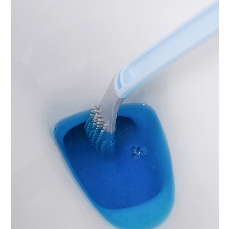 Chổi cọ toilet đầu silicone chữ L gai mềm dẻo