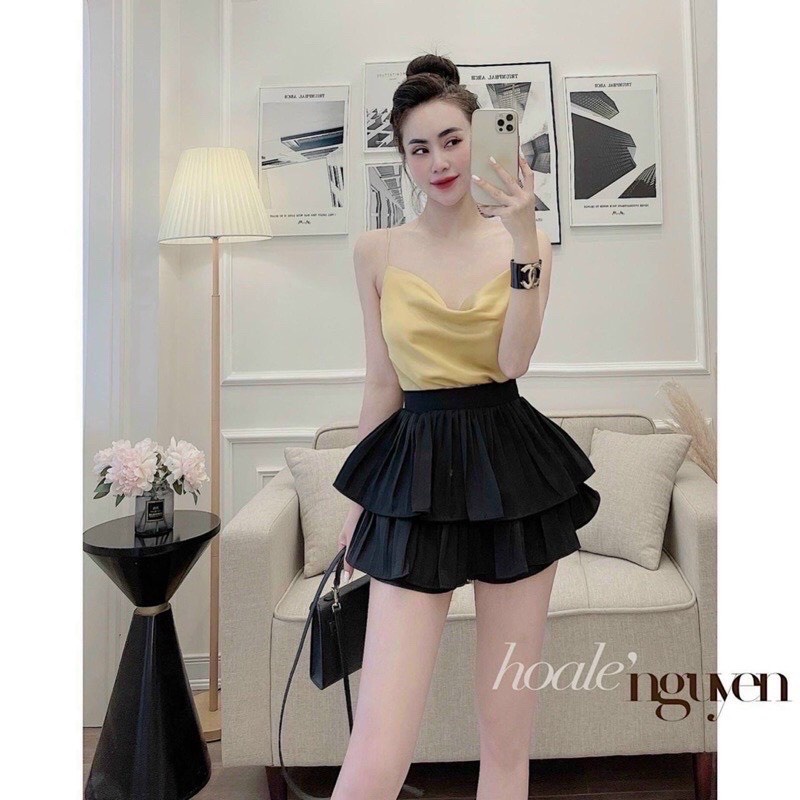 Chân váy xếp ly dập ly 2 tầng siêu xinh thời trang Banamo Fashion 537 521