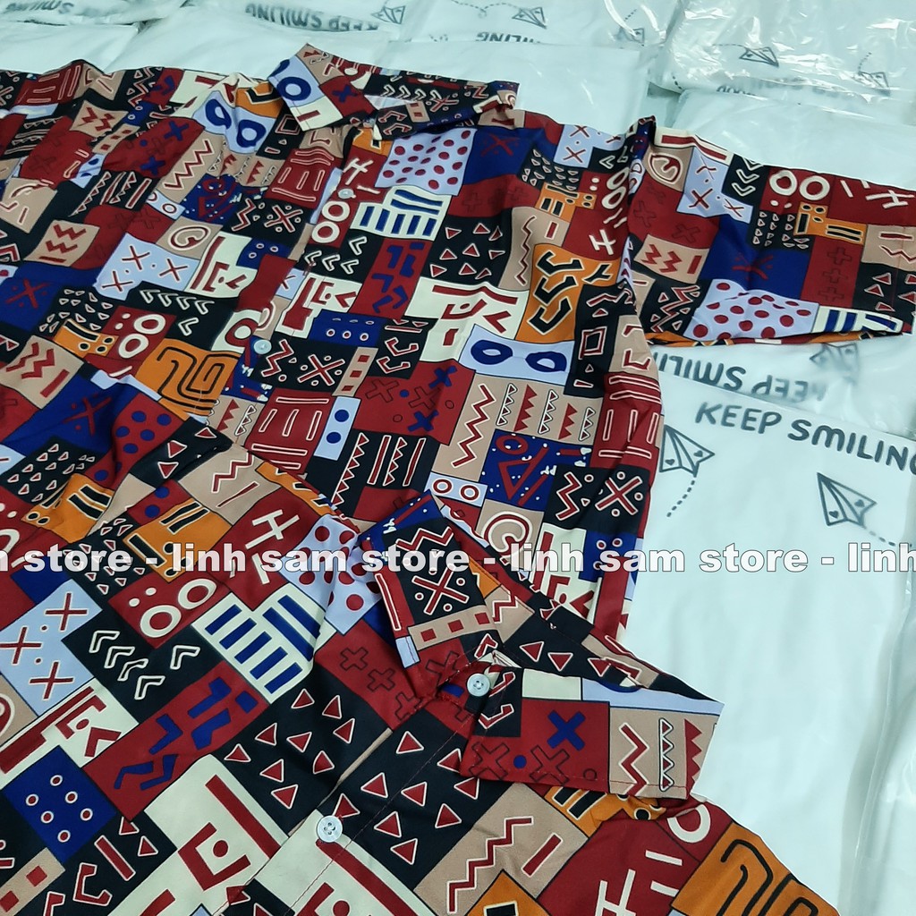 Áo SƠ MI NỮ form rộng in 3D cổ bẻ tay ngắn - lỡ dáng ulzzang freesize unisex mặc cặp, nhóm, HỌA TIẾT HÌNH | BigBuy360 - bigbuy360.vn