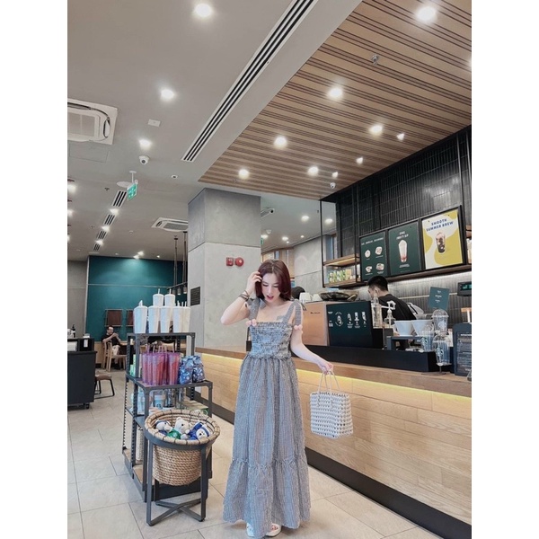 Đầm Maxi Dài Đi Biển Du Lịch Xoè Tiểu Thư Dáng Dài Vải Lụa Đũi Phong Cách