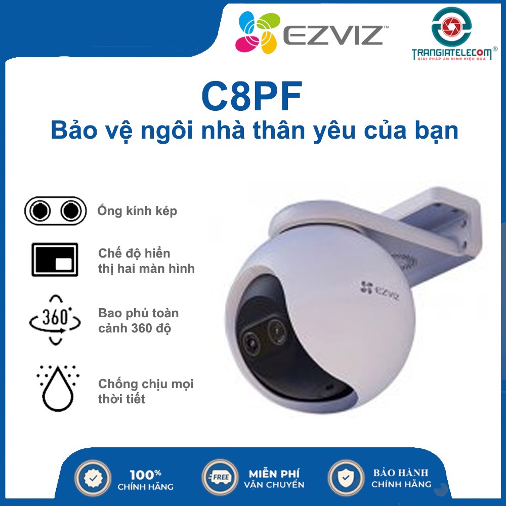 Camera IP wifi xoay 360 độ ngoài trời Ezviz C8C C8W C8PF - TRANGIATELECOM