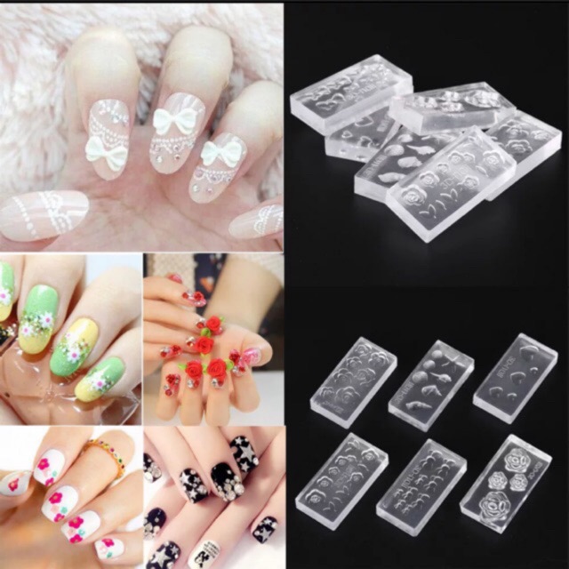 Khuôn hoa bột nơ nail móng 3 hoa