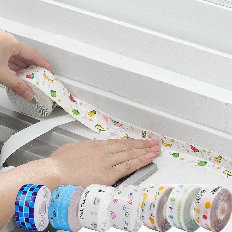Cuộn Băng Keo Dán Viền Bồn Rửa Nhà Bếp Chống Thấm, Băng Dính Dán Mép Tường Chống Thấm Đa Năn