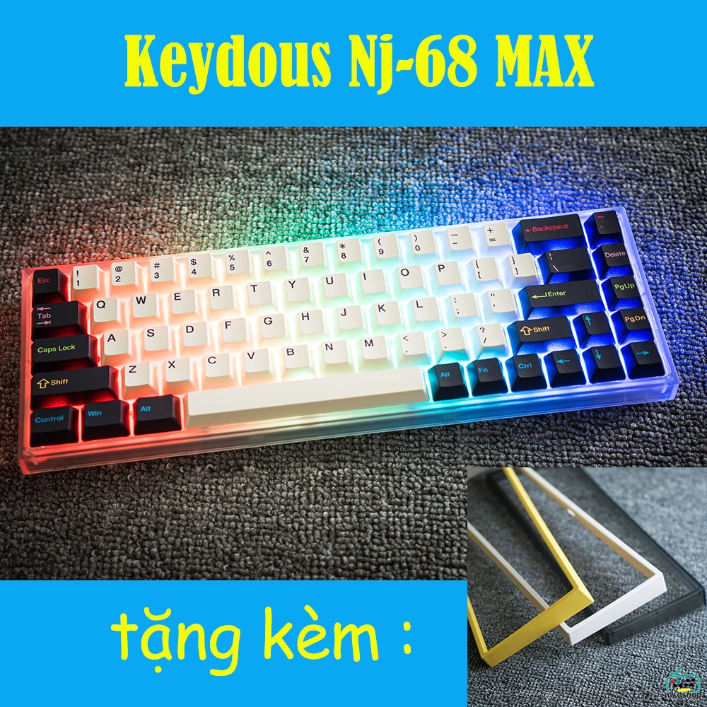 Bàn phím cơ NJ68 MAX chính hãng, bluetooth 5.0, wireless 2.4g, led RGB