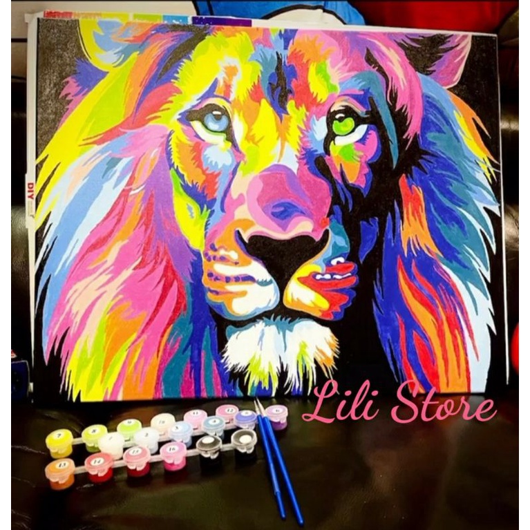 Tranh sơn dầu số hóa tự tô DIY khổ 40x50cm đã căng khung,tranh về động vật