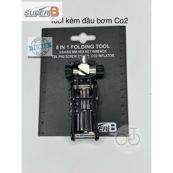 Bộ dụng cụ gấp 8 trong 1 có đầu bơm Co2(2/3/4/5/6MM,T25) SuperB 9945
