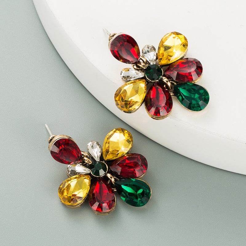 Bông Tai Hình Hoa/ Bươm Bướm Đính Đá Bằng Hợp Kim Màu Bạc Thời Trang Xinh Xắn Cho Nữ