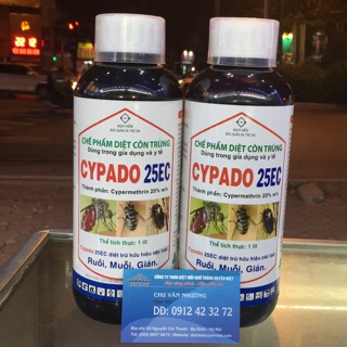 Chế phẩm diệt côn trùng Cypado 25EC(chai 1 lít) dùng trong gia dụng và y tế