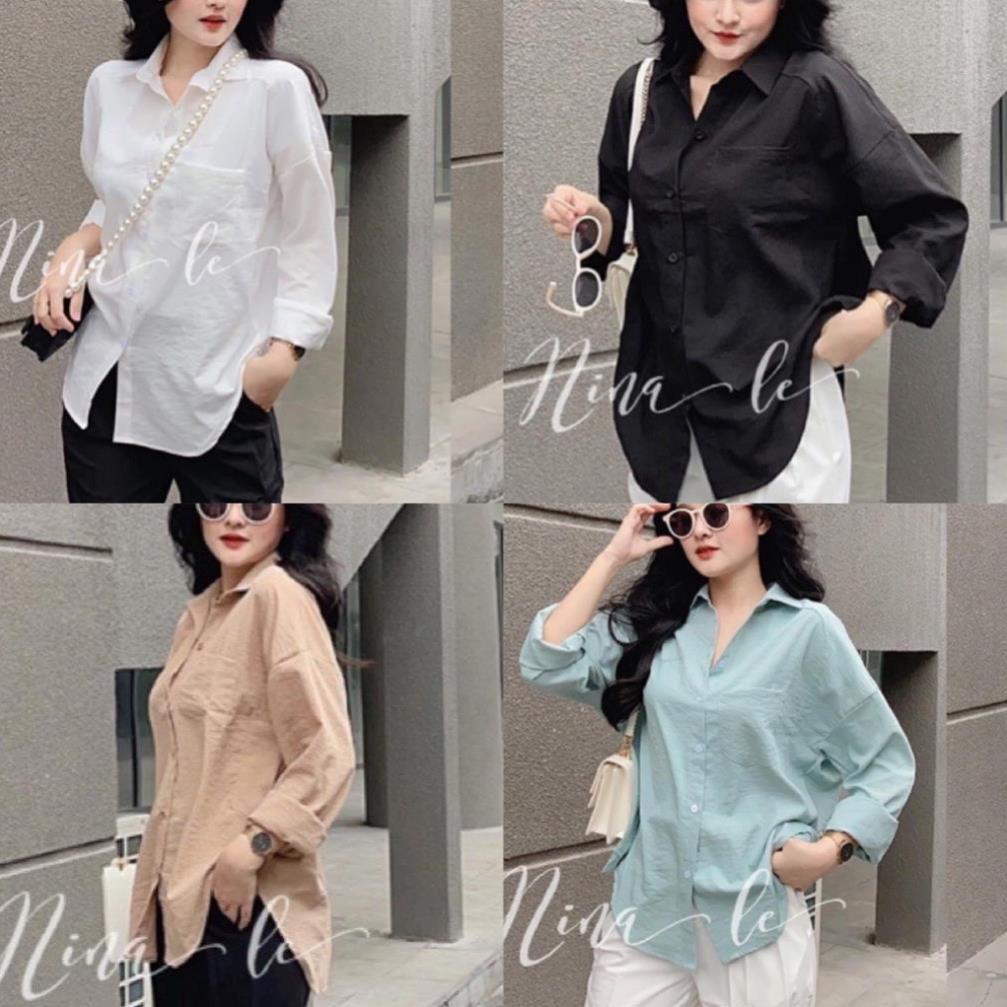 Áo sơ mi nữ dài tay chất đũi vạt đuôi tôm hàng đẹp nhiều màu trẻ trung
