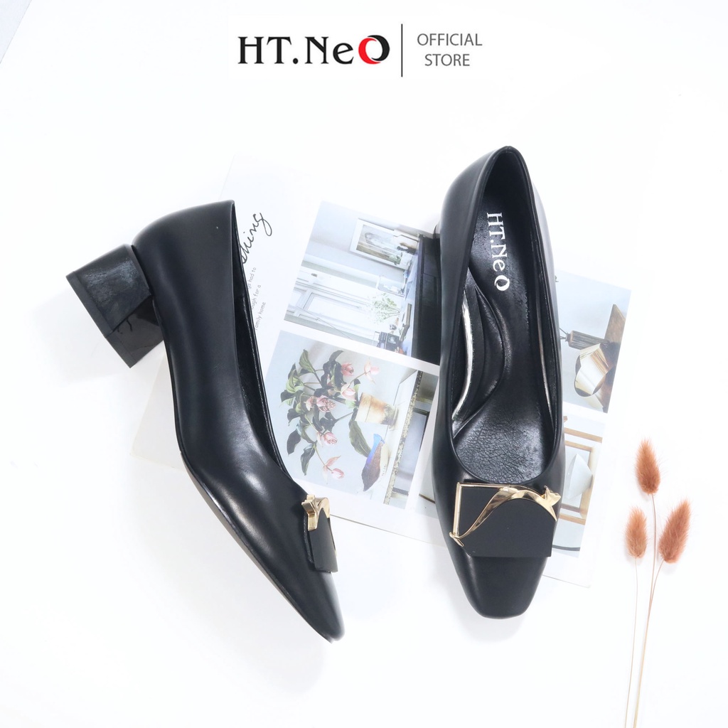Giày cao gót nữ - Giày da nữ HT.NEO da bò thật êm mềm ,gót vuông cao đến 5cm ,kiểu dáng sang trọng ,thanh lịch GC01