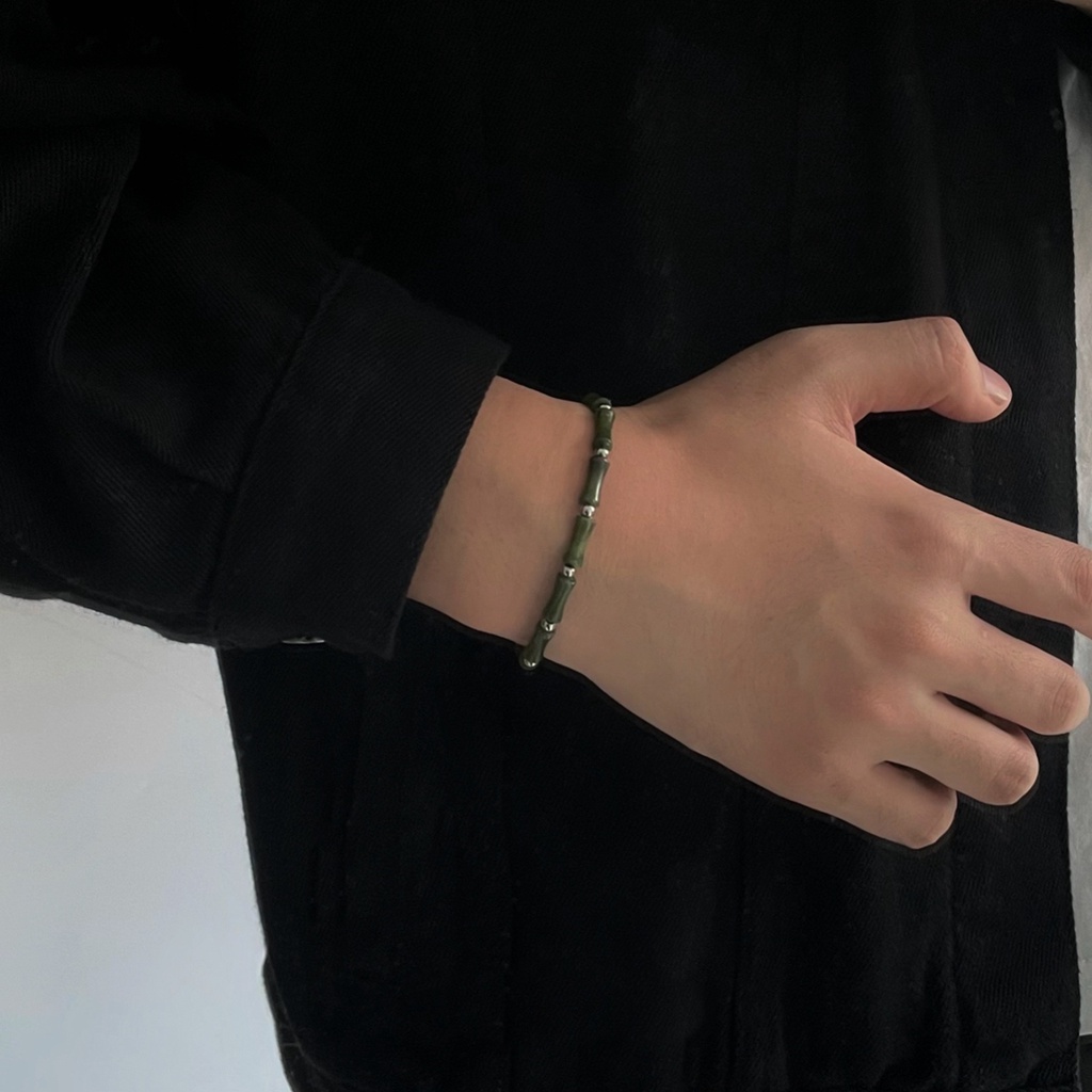 Vòng tay nam và nữ DEOJI . Trúc cát tường may mắn, ngọc trúc kết hợp hạt Titan