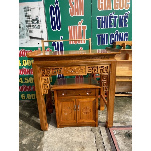 Kệ Thờ & Bàn Thờ Gia Tiên Ngang 1m27 Gỗ Tràm Kèm Tủ Dưới