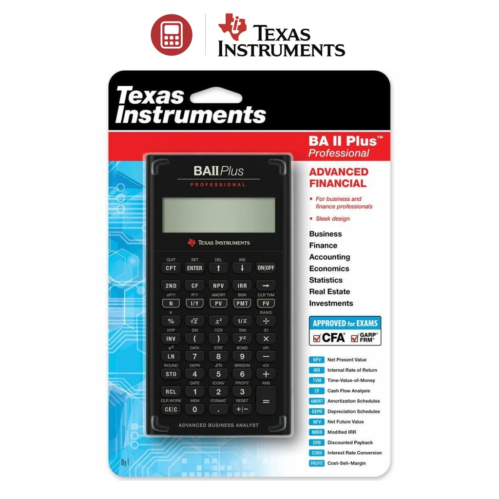 Máy tính tài chính Texas Instruments BA II Plus Professional (Máy tính tài chính CFA)