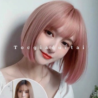 Tóc giả nữ nguyên đầu vic hồng cao cấp kiểu dáng trẻ trung