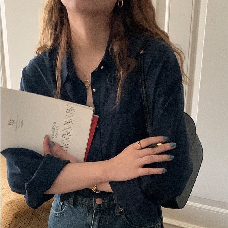 Áo Sơ Mi Tay Dài Cài Nút Vàng Thời Trang Hàn Quốc 21903