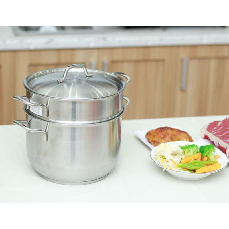 Bộ Nồi Xửng Hấp Inox five Star Size 24/26/28/30/32cm  nắp inox.