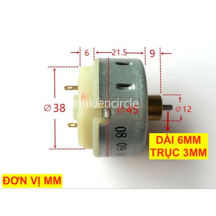 Motor mô tơ chạy pin 1.5V - 3V - 4.5V mô men xoắn cao từ tính mạnh tôc độ 9000 - 13500 RPM vòng bi đôi - LK0279