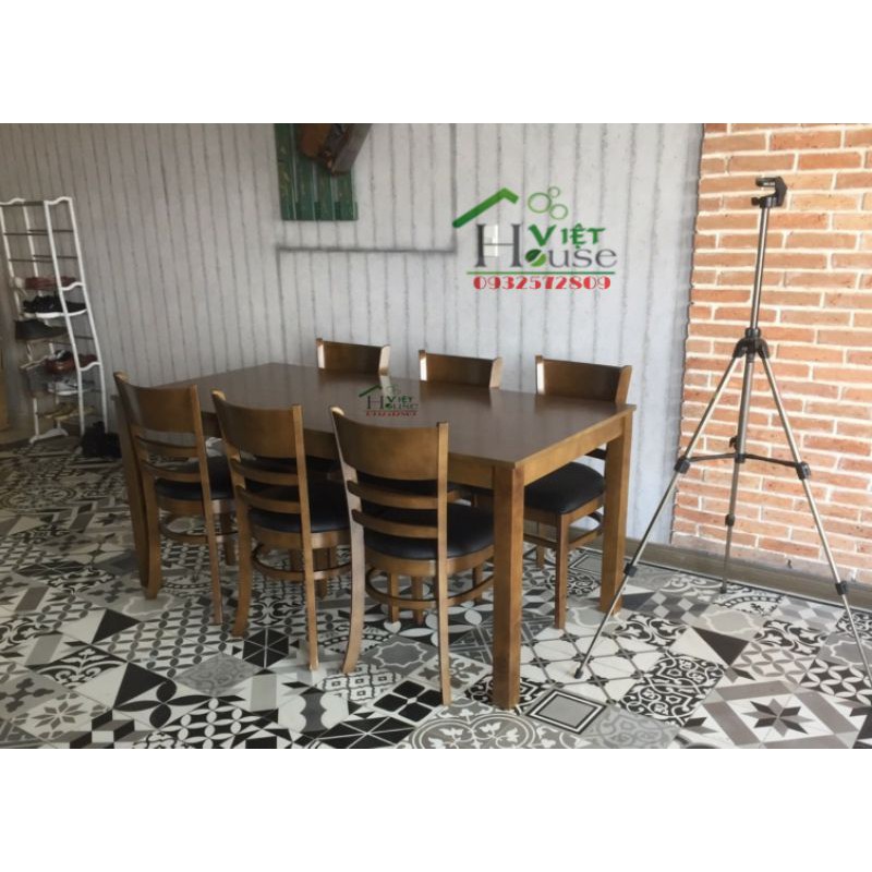 Bộ Bàn ăn 6 ghế trắng đen giá rẻ