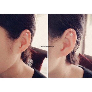 Khuyên kẹp vành mạ bạc hình ngôi sao / đính đá /hạt châu thời trang hàn hot trend