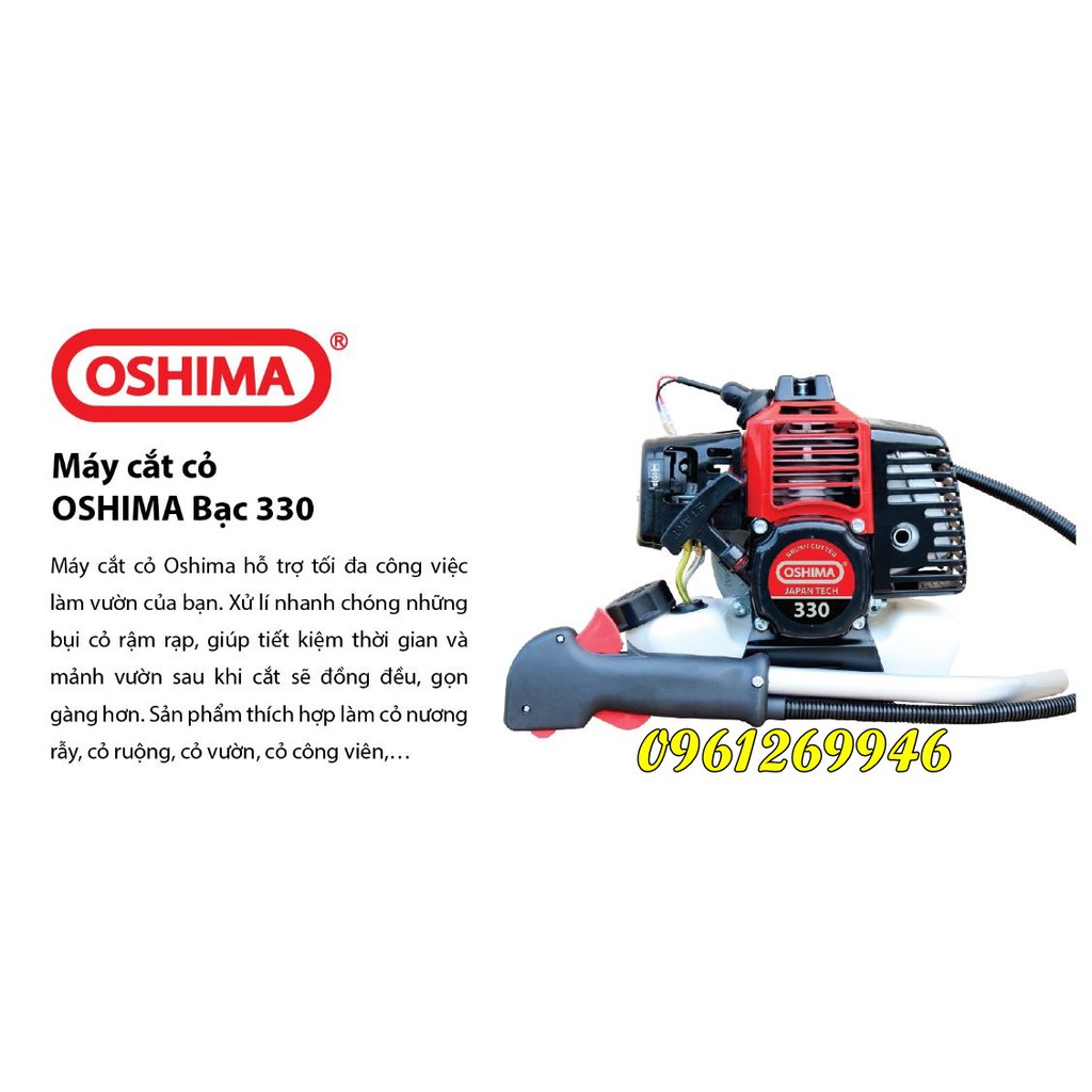 Máy phát cỏ, máy cắt cỏ Oshima 330 bạc động cơ 2 thì công suất 900W
