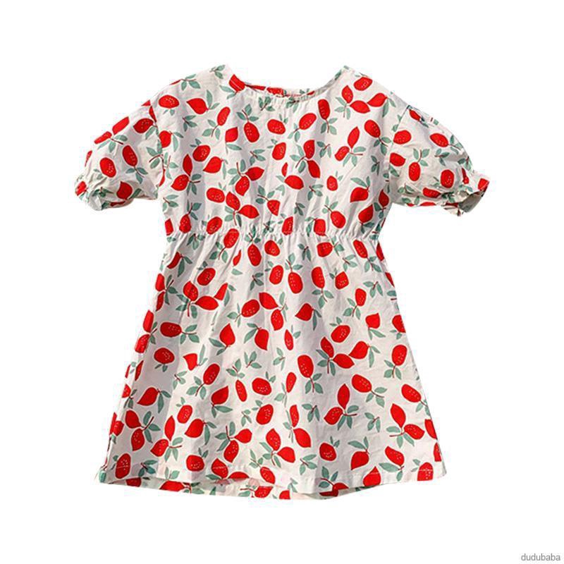 Đầm Bé Gái Tay Ngắn In Hình Quả Cherry