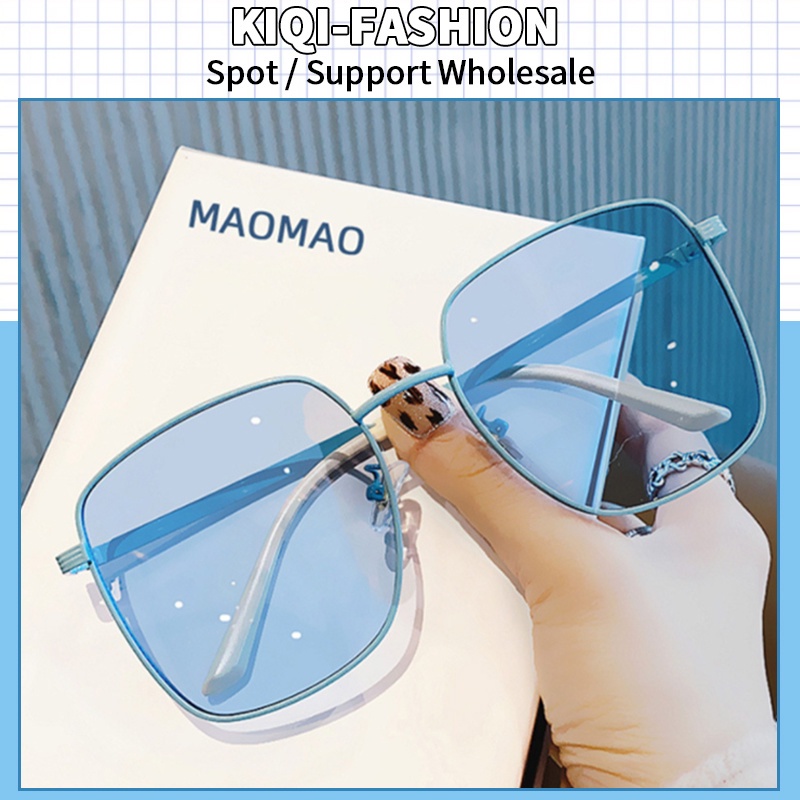 (KIQI-FASHION) COD Kính Chống Tia Uv400 Tròng Vuông Lớn Bằng Kim Loại Nhập Khẩu Thời Trang Chất Lượng Cao Cho Nữ
