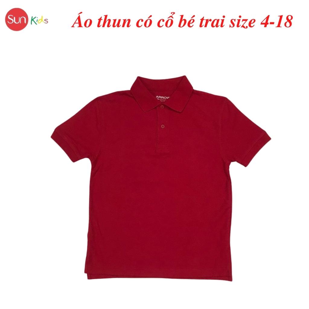 Áo thun bé trai xuất xịn, áo phông bé trai có cổ, size 4-18, chất cotton mềm mát - SUNKIDS