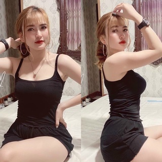 Sét đồ ngủ hai dây sexxy co giãn, Bộ ngủ 2 dây thun tăm chất mát lạnh
