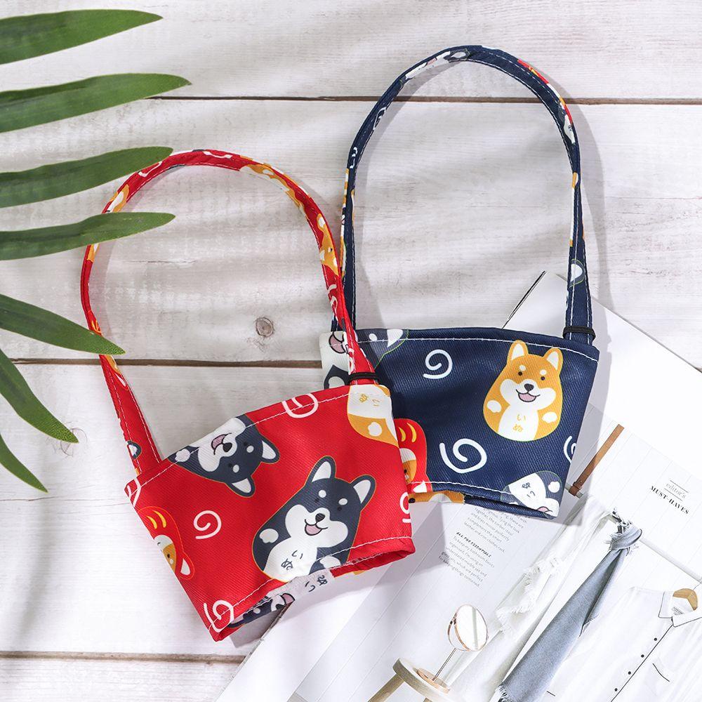 LEISURE Bình Lắc Cầm Tay Vải Canvas Có Thể Tái Sử Dụng Hình Chú Chó Nhật