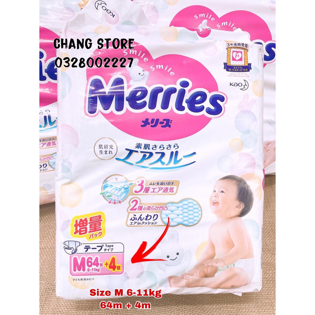 Tã Dán/Tã Quần MERRIES Nội Địa Nhật Size NB/ S/ M có 96/ 88/ 68 Miếng