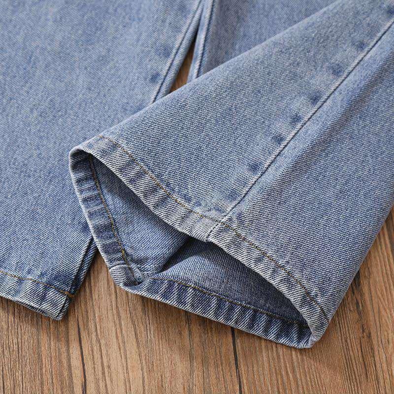 Quần Jeans lưng cao ống rộng phong cách Hàn Quốc cho bé gái