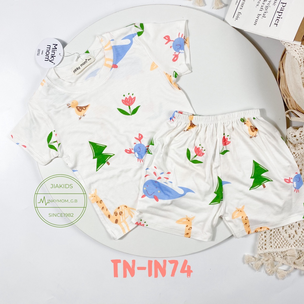 [Mã SKAMFSW175 giảm 10K đơn 50K] Bộ Cộc Tay THUN LẠNH MINKY MOM In Hình Toàn Thân Dễ Thương Cho Bé TN-IN74