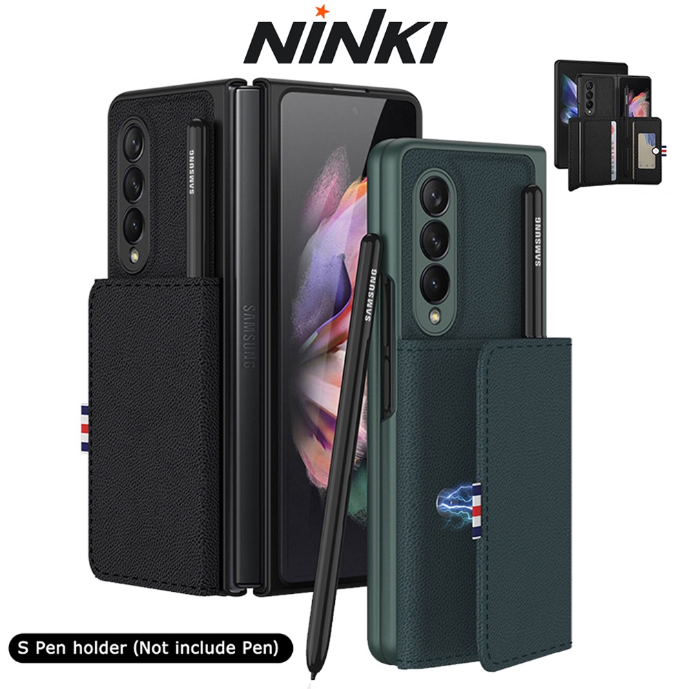 Ninki Bao Da Điện Thoại Samsung Fold 3 Có Ngăn Đựng Thẻ Cho Samsung Galaxy Z Fold 3 Vỏ Bảo Vệ