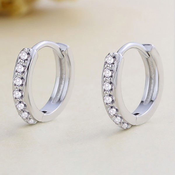 Bông Tai Nữ Bạc Cá Tính Cho Nữ Đính Đá Tròn Hàn Quốc - B2425 - Bảo Ngọc Jewelry