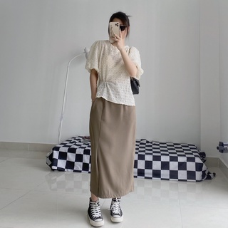 Chân váy dáng dài lưng chun xẻ tà - titto closet