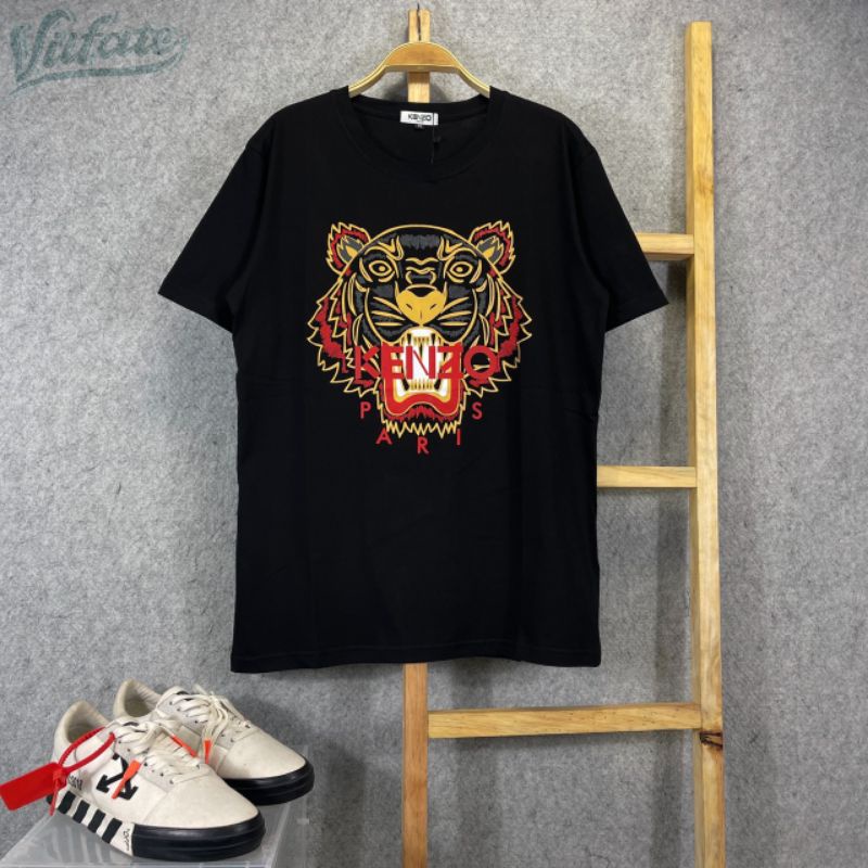 Áo Thun Đen Tay Ngắn Thêu Hoạ Tiết Kenzo Distro Tỷ Lệ 1: 1 Dành Cho Nam Và Nữ