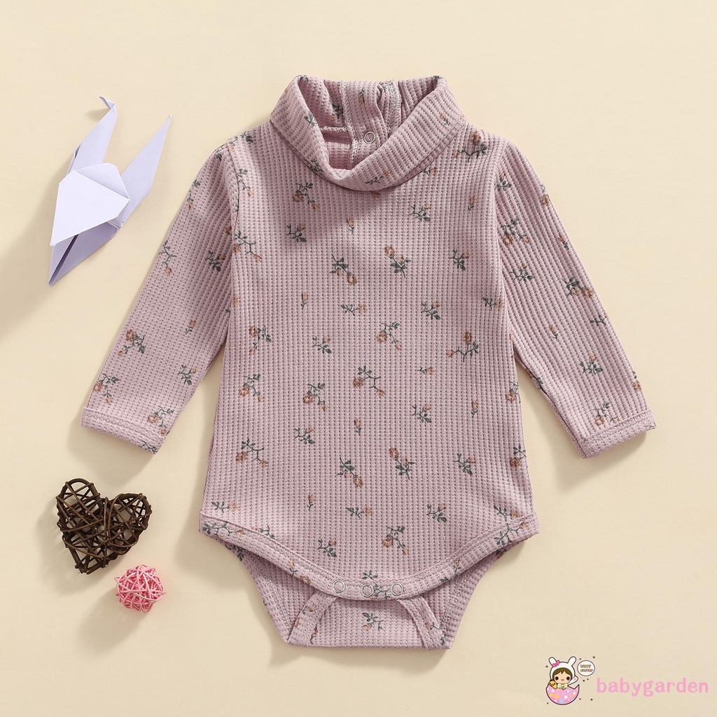 Áo Liền Quần Tam Giác Tay Dài Cổ Cao In Hoa Thời Trang Cho Bé Gái