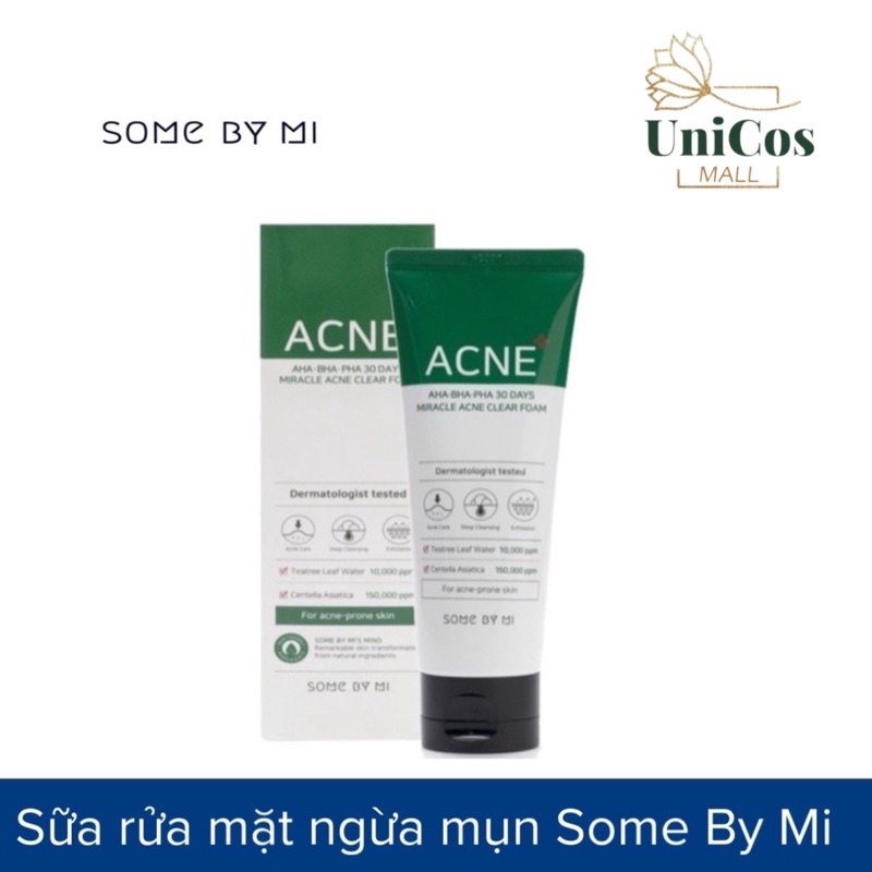 Sữa Rửa Mặt Ngừa Mụn Some By Mi AHA BHA PHA 30 Days Miracle Acne Clear Foam 100mL