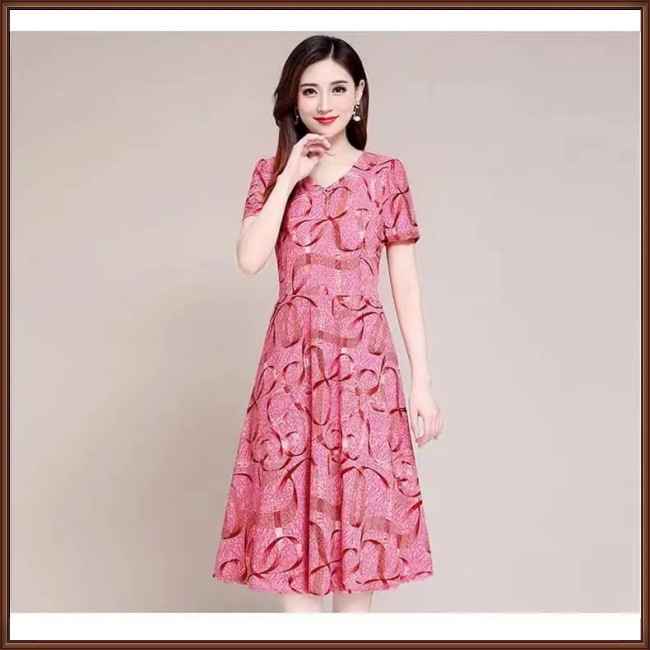 Đầm Tay Ngắn Cổ Chữ V In Họa Tiết Hoa Nhí Xinh Xắn Thời Trang Phong Cách Phương Tây Cho Nữ